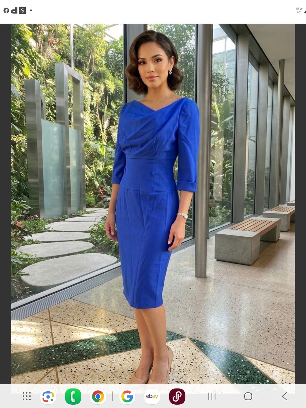 Black Halo Cobalt Blue Midi Sheath Dress